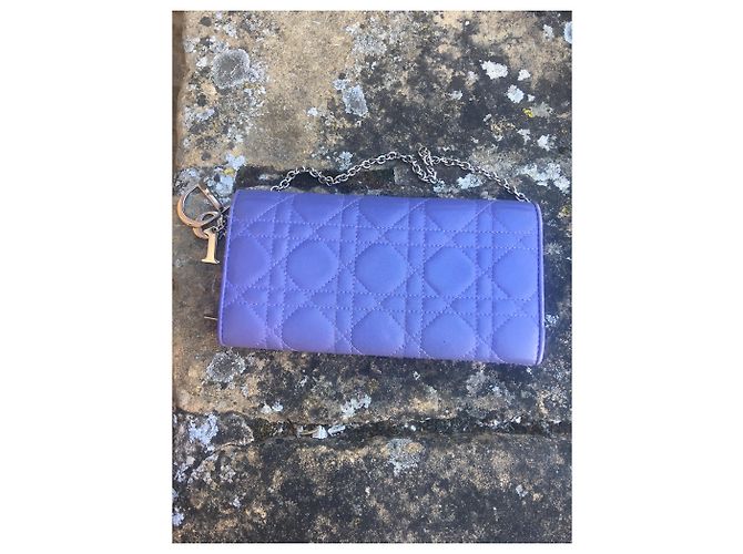 Christian Dior Pochette portafoglio Lady Dior in pelle cannage lilla Porpora - vista 4