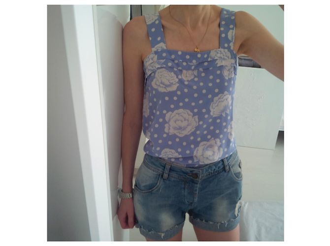 Autre Marque 100% Soie. Hecho en francia. Lenvol Paris. taille 36. En parfait état. Azul Crudo - vista 13
