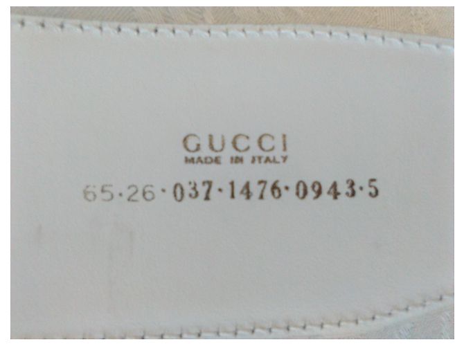 Gucci breiter Ledergürtel in Weiß mit silberner Schnalle 65 cm - Ansicht 2