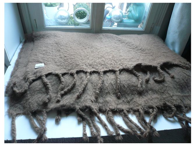 Hermès HERMES Immense couverture mohair marron TBE - vue 2