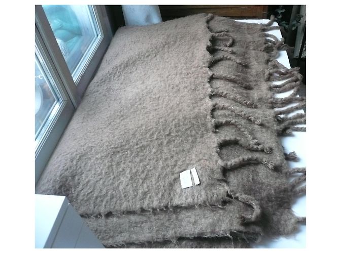 Hermès HERMES Immense couverture mohair marron TBE - vue 3