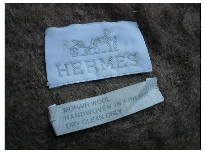 Hermès HERMES Immense couverture mohair marron TBE - vue 4
