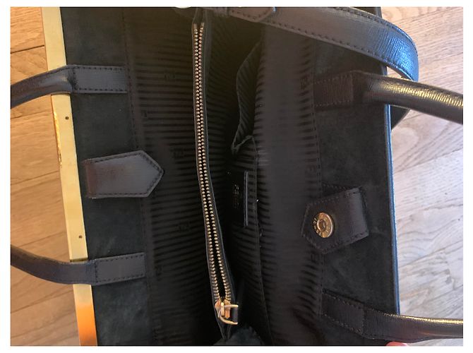 Borsa a mano Fendi 2 Jours in pelle blu navy - vista 3