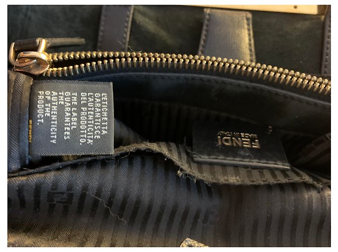 Borsa a mano Fendi 2 Jours in pelle blu navy - vista 4