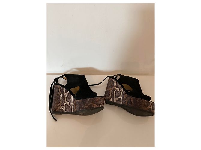 Autre Marque Mule con zeppa Minelli nere in pelle di cervo Nero - vista 3