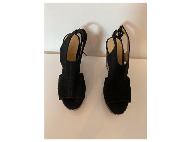 Autre Marque Mule con zeppa Minelli nere in pelle di cervo Nero - vista 6