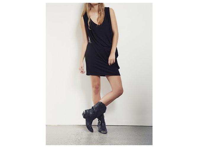 Gestuz Sommerkleid Schwarz V-Ausschnitt Viskose - Ansicht 2
