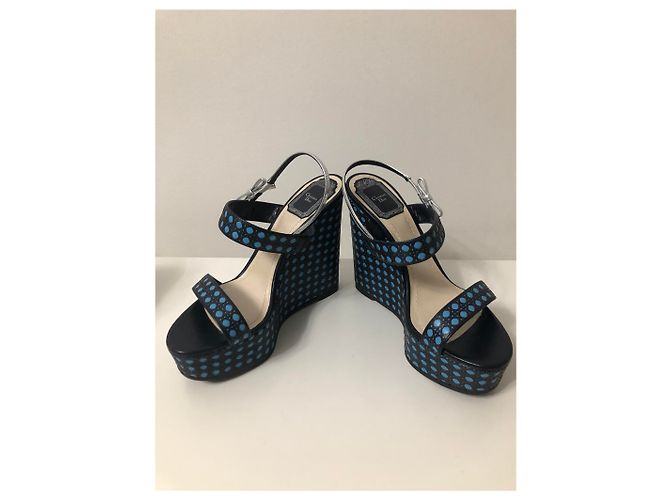 Mule con zeppa Christian Dior in pelle nera Nero - vista 2