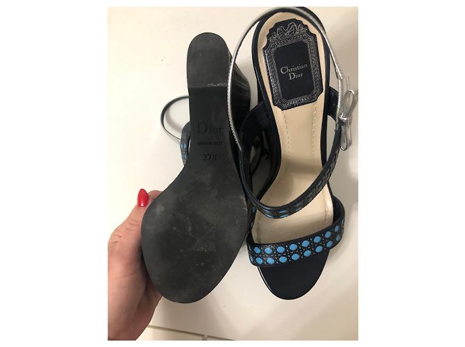 Mule con zeppa Christian Dior in pelle nera Nero - vista 3