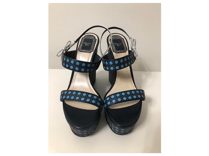 Mule con zeppa Christian Dior in pelle nera Nero - vista 4