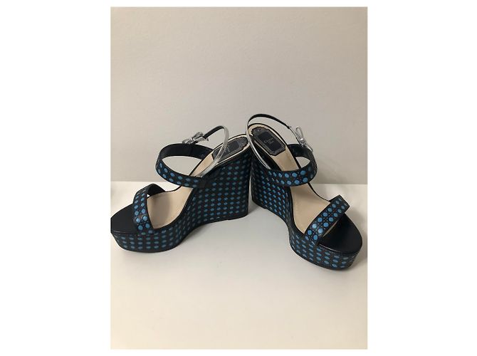Mule con zeppa Christian Dior in pelle nera Nero - vista 5