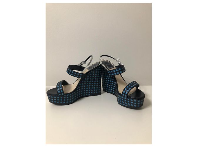 Mule con zeppa Christian Dior in pelle nera Nero - vista 6