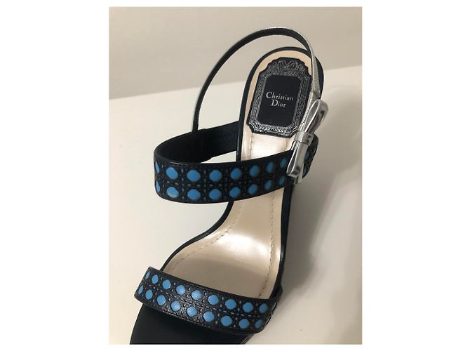 Mule con zeppa Christian Dior in pelle nera Nero - vista 7