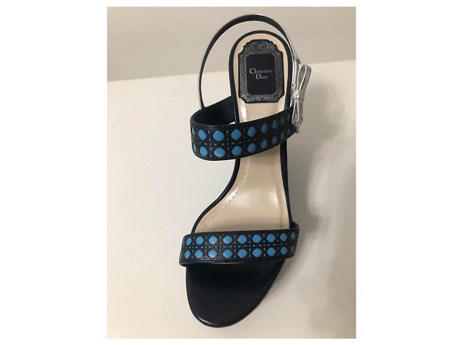 Mule con zeppa Christian Dior in pelle nera Nero - vista 8