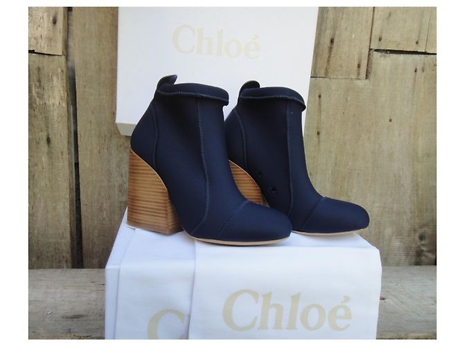 Botines Chloé de neopreno p 39 Azul - vista 9