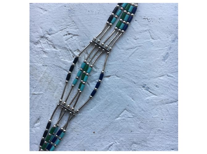 Bracciale Harpo con perline tubolari multicolore e argento - vista 2