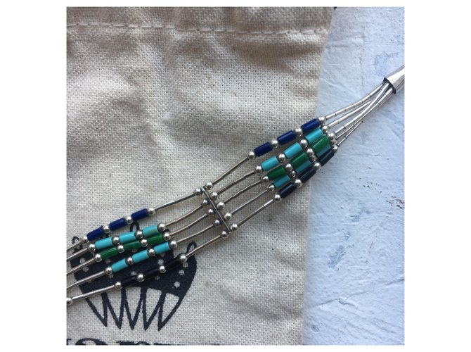 Bracciale Harpo con perline tubolari multicolore e argento - vista 3