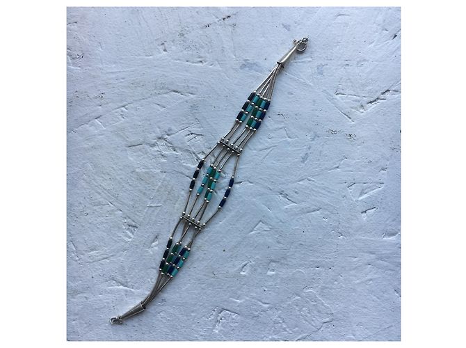 Bracciale Harpo con perline tubolari multicolore e argento - vista 4