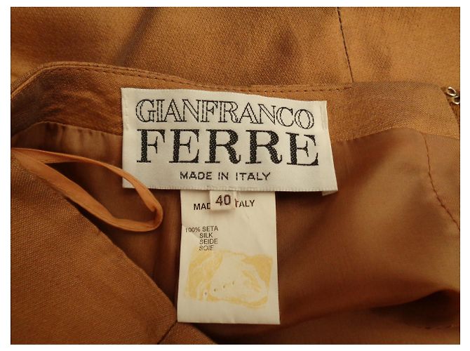 Falda de tubo de seda Gianfranco Ferré Bronce - vista 3
