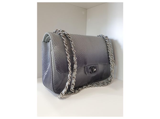 Timeless Borsa Chanel Classic Jumbo in Pitone Blu - vista 2