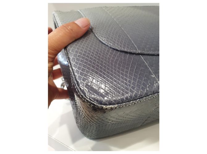 Timeless Borsa Chanel Classic Jumbo in Pitone Blu - vista 5