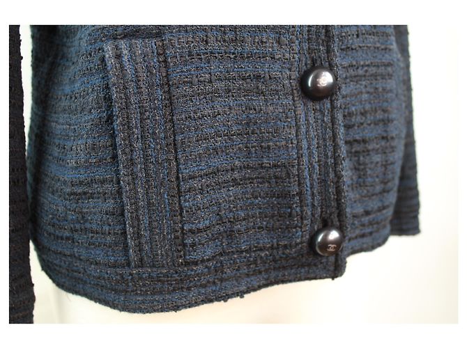 Blazer Chanel en tweed. Negro Azul Azul marino - vista 3