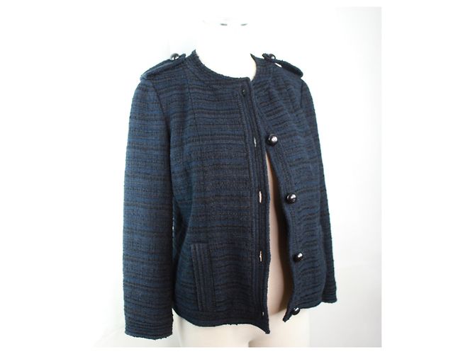 Blazer Chanel en tweed. Negro Azul Azul marino - vista 6