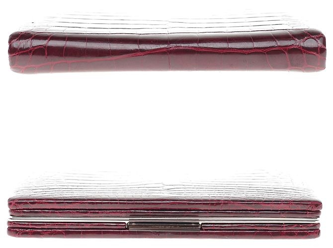 Portefeuille/porte-monnaie Vintage Reptile/cuir - Plaqué Or (incomplet) - Années 40 - Occasion