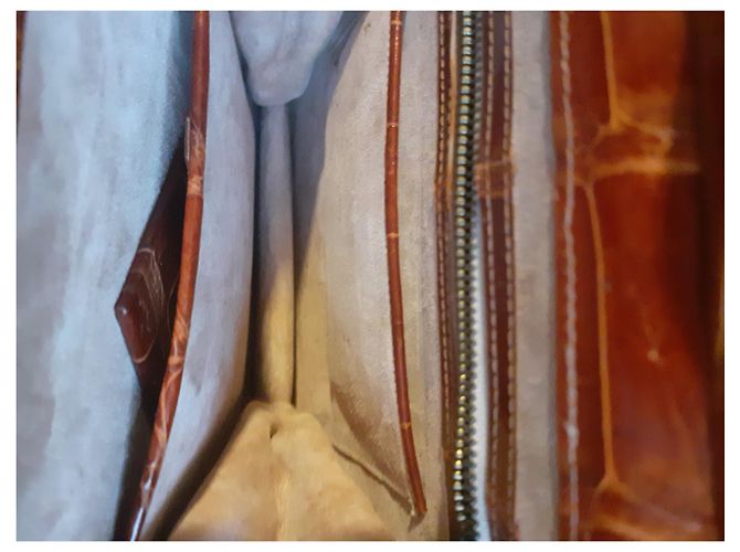 Autre Marque Borsa in pelle di coccodrillo marrone chiaro - vista 4
