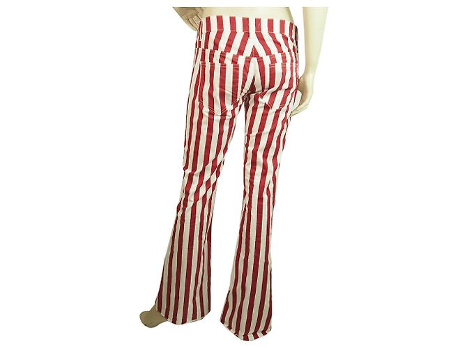Dondup Pantalones de verano de algodón con pierna acampanada de rayas rojas y blancas tamaño de pantalón 27 - vista 2
