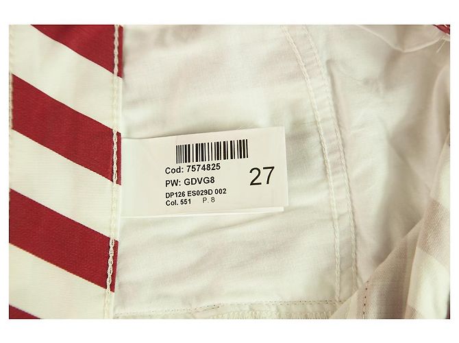 Dondup Pantalones de verano de algodón con pierna acampanada de rayas rojas y blancas tamaño de pantalón 27 - vista 3