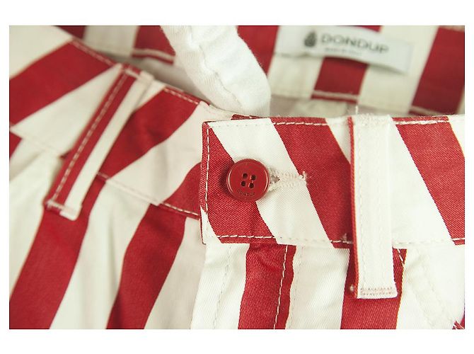 Dondup Pantalones de verano de algodón con pierna acampanada de rayas rojas y blancas tamaño de pantalón 27 - vista 5