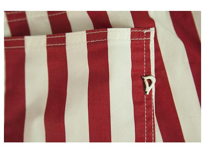 Dondup Pantalones de verano de algodón con pierna acampanada de rayas rojas y blancas tamaño de pantalón 27 - vista 6