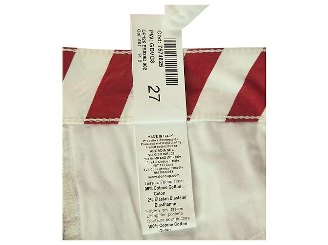 Dondup Pantalones de verano de algodón con pierna acampanada de rayas rojas y blancas tamaño de pantalón 27 - vista 7