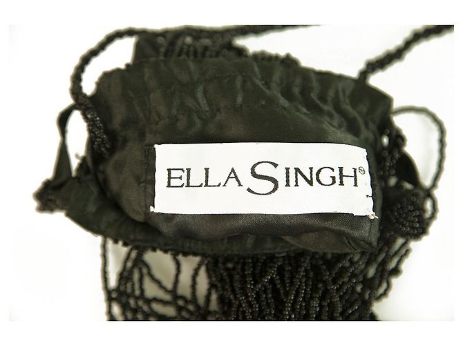 Borsa a tracolla piccola Ella Singh nera con perline e tracolla piccola con frange Nero - vista 5
