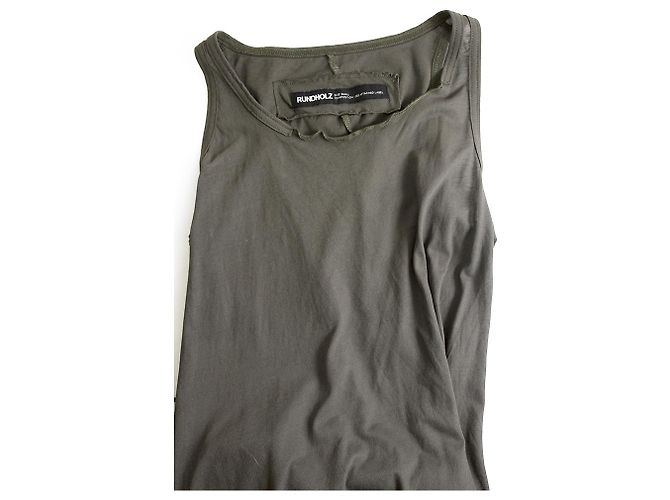Rundholz Bodycon sin mangas sin mangas de algodón con longitud asimétrica gris sz S - vista 4