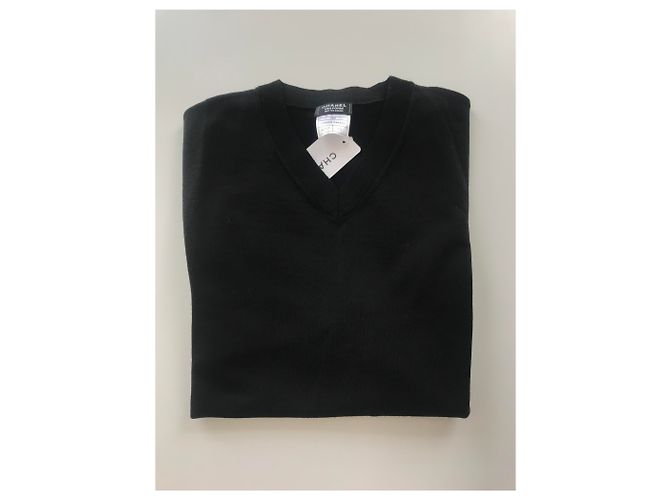 Chanel Herren Pullover mit V-Ausschnitt , Jersey-Material , Größe XS Schwarz - Ansicht 3