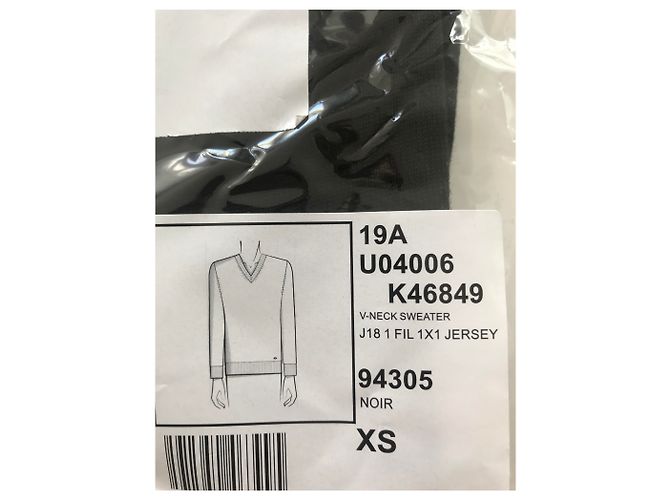 Chanel Herren Pullover mit V-Ausschnitt , Jersey-Material , Größe XS Schwarz - Ansicht 4