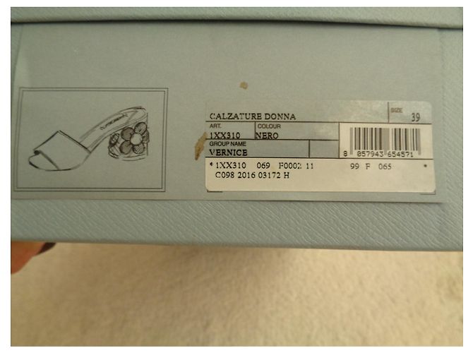 Prada Mules aus Lackleder Schwarz Zehen offen 39 - Ansicht 10