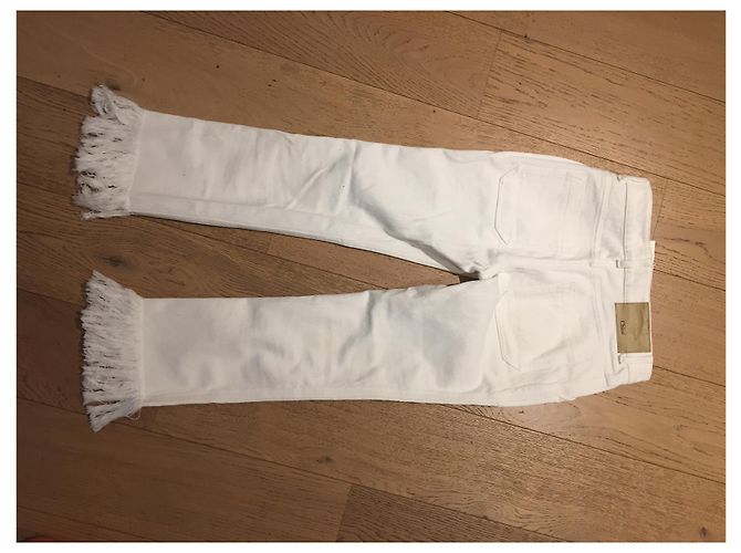 Chloé weiße Denim Jeans mit Fransen - Ansicht 2