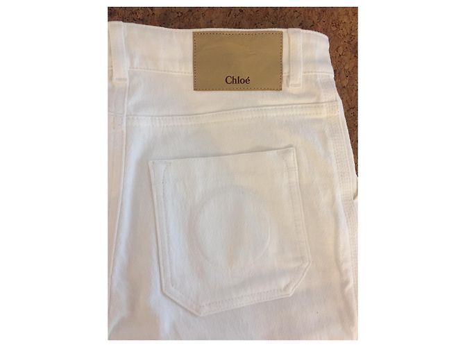 Chloé weiße Denim Jeans mit Fransen - Ansicht 3