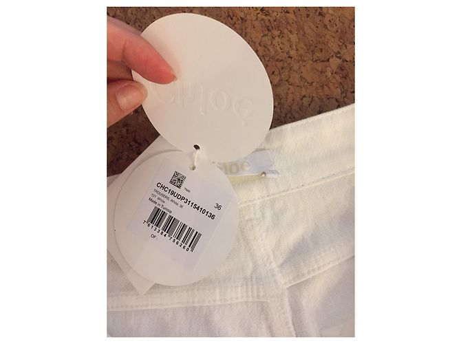 Chloé weiße Denim Jeans mit Fransen - Ansicht 5