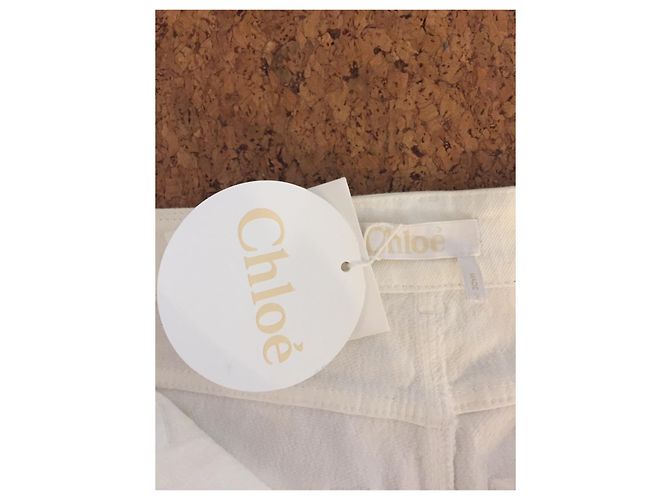 Chloé weiße Denim Jeans mit Fransen - Ansicht 6