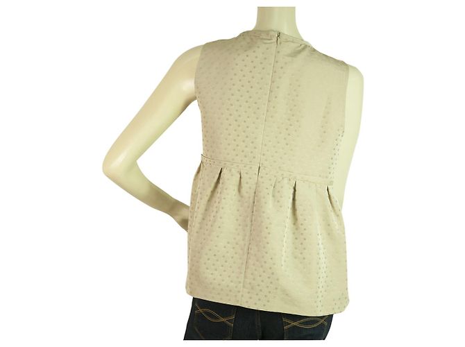 Red Valentino Valentino Camicetta senza maniche floreale jacquard rosso fiocchi beige davanti frontale tg 40 - vista 2