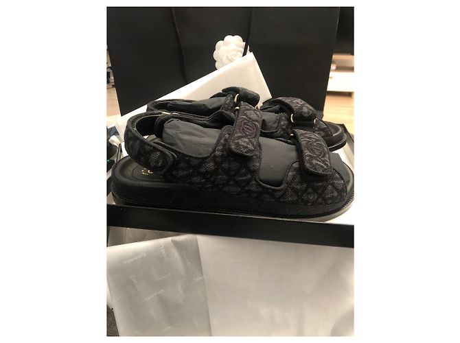 Sandali Chanel Spartan Dad grigio scuro tessuto 41 Grigio antracite - vista 6