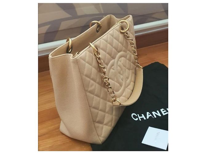 Borsa shopping Chanel Beige Caviar GST GHW - vista 2