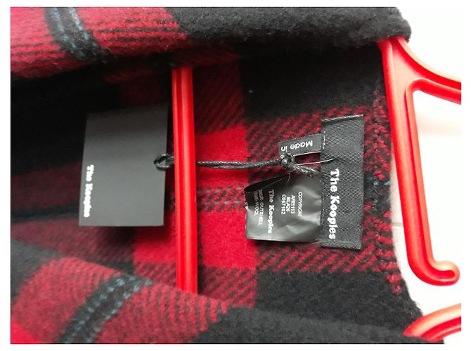 Poncho de lana con estampado de tartán rojo The Kooples - vista 7