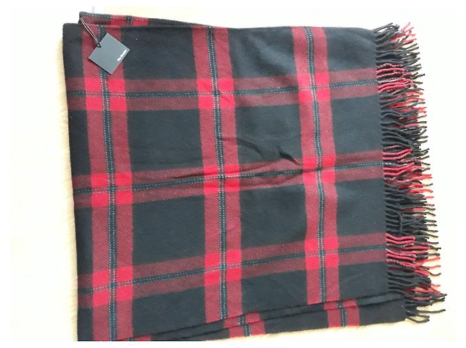 Poncho de lana con estampado de tartán rojo The Kooples - vista 9