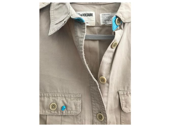 Zadig & Voltaire TREVOR camicia militare beige in cotone - vista 2