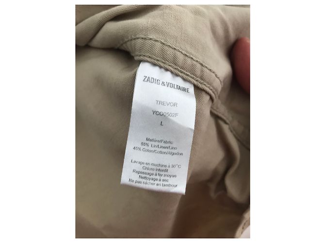 Zadig & Voltaire TREVOR camicia militare beige in cotone - vista 3